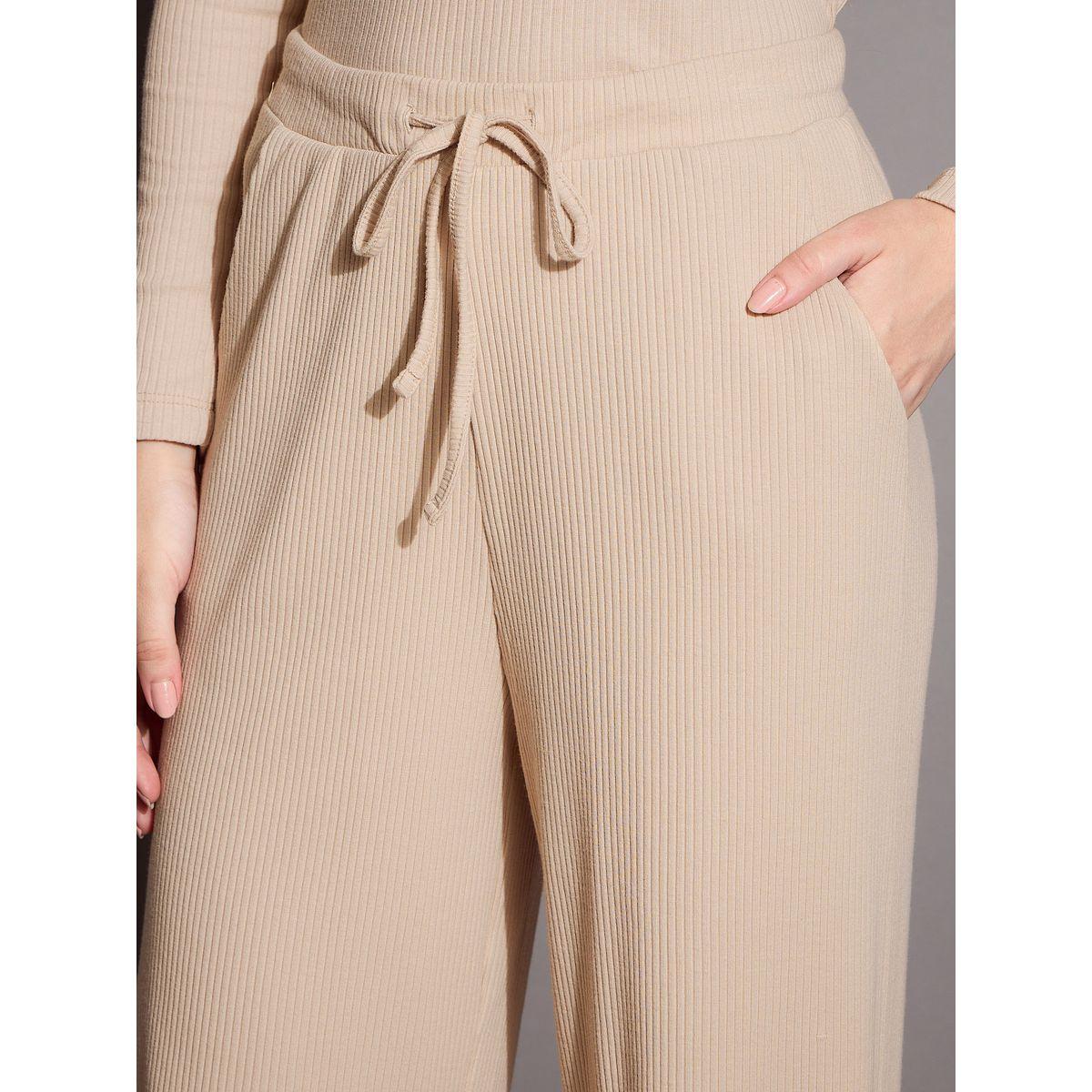 بنطال مضلع بقصة مريحة وأربطة ساسافراس × ستايلي-women-clothing-bottoms-trousers-image-4