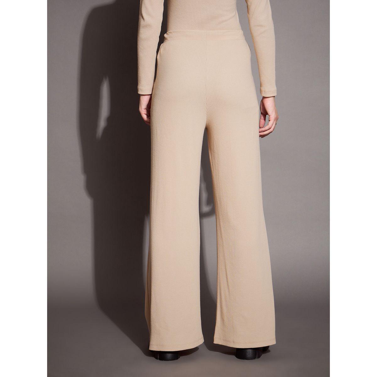 بنطال مضلع بقصة مريحة وأربطة ساسافراس × ستايلي-women-clothing-bottoms-trousers-image-3