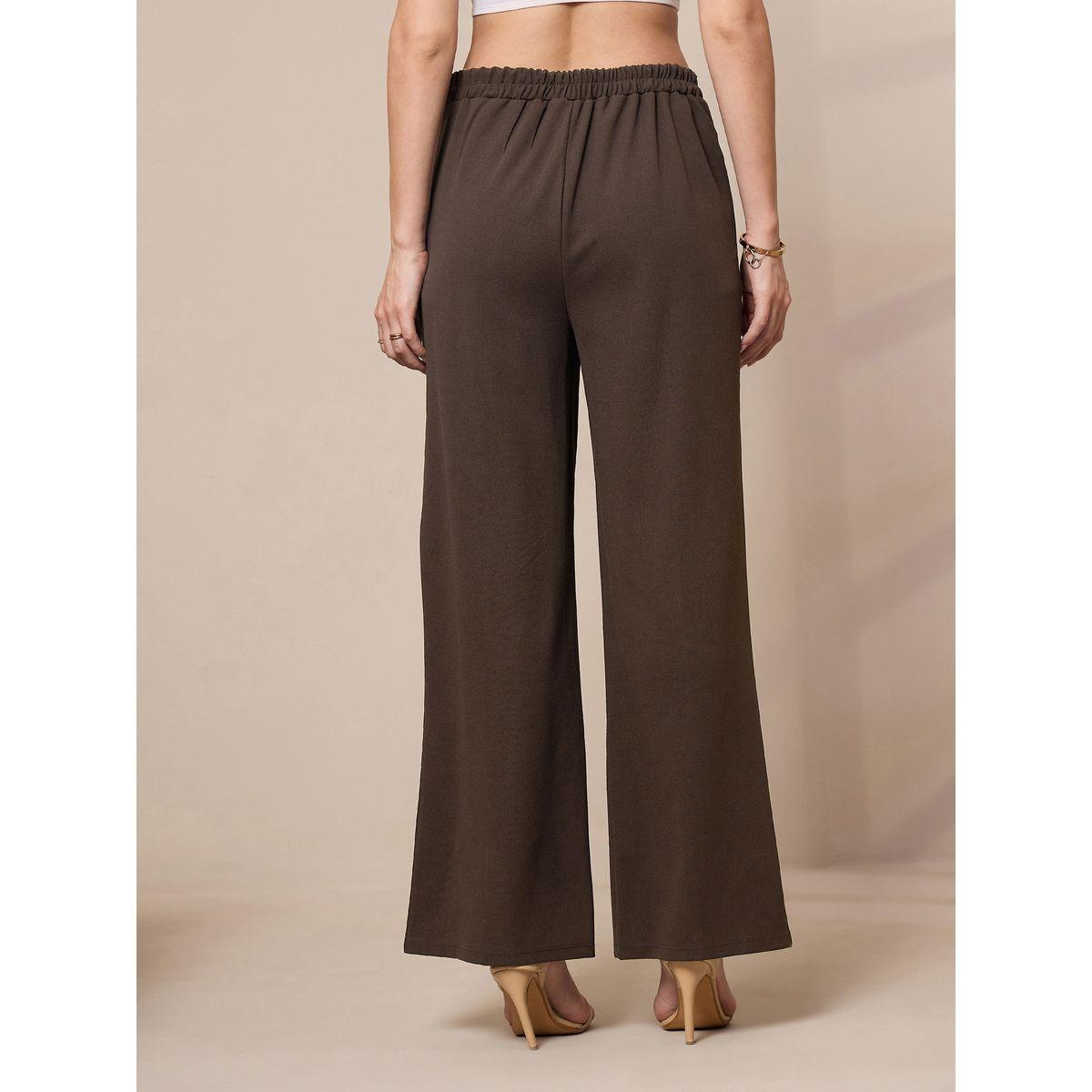 بنطال بنسيج مطاطي وتفاصيل محزوزة ساسافراس × ستايلي-women-clothing-bottoms-trousers-image-2