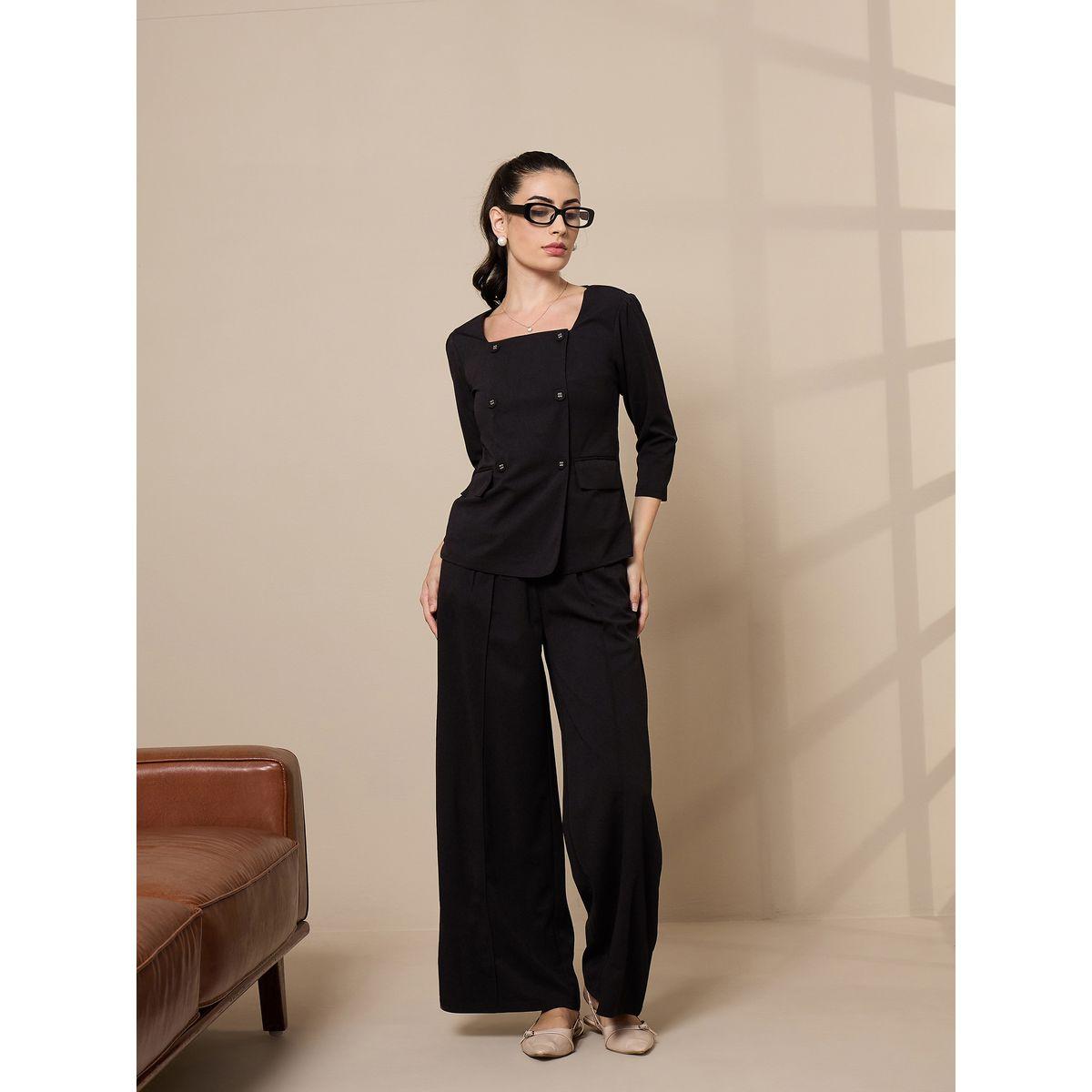 Sassafras X Styli  High Rise Pleat Detail Wide Leg Trousers-women-clothing-bottoms-trousers-image-2