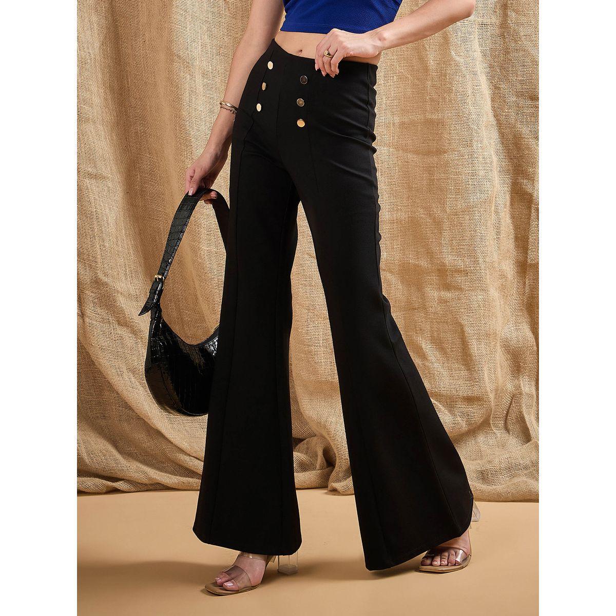 Sassafras X Styli  Front Button Flared Bell Bottom Pants-women-clothing-bottoms-trousers-image-1