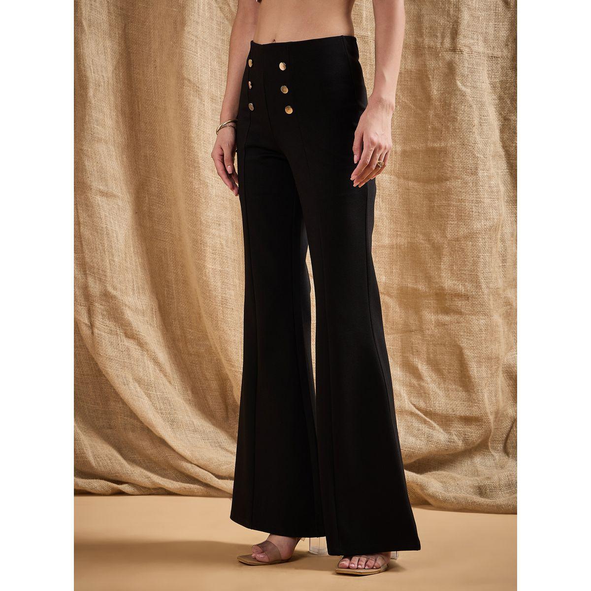 Sassafras X Styli  Front Button Flared Bell Bottom Pants-women-clothing-bottoms-trousers-image-3