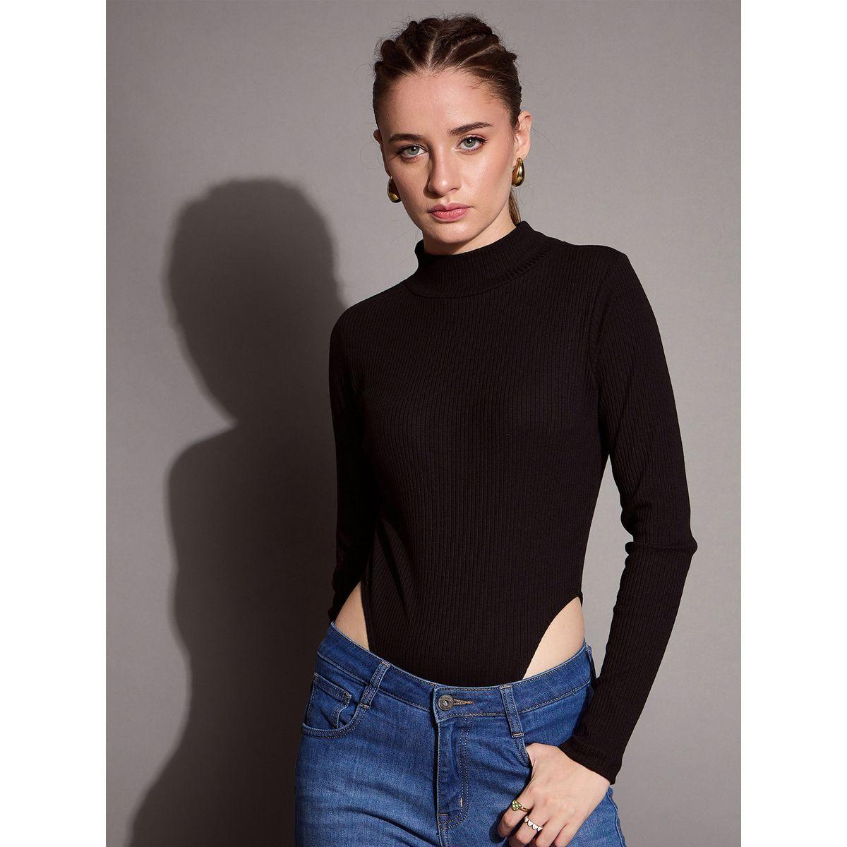 Sassafras X Styli  Ribbed High Neck Bodysuit-women-clothing-tshirts-image-1