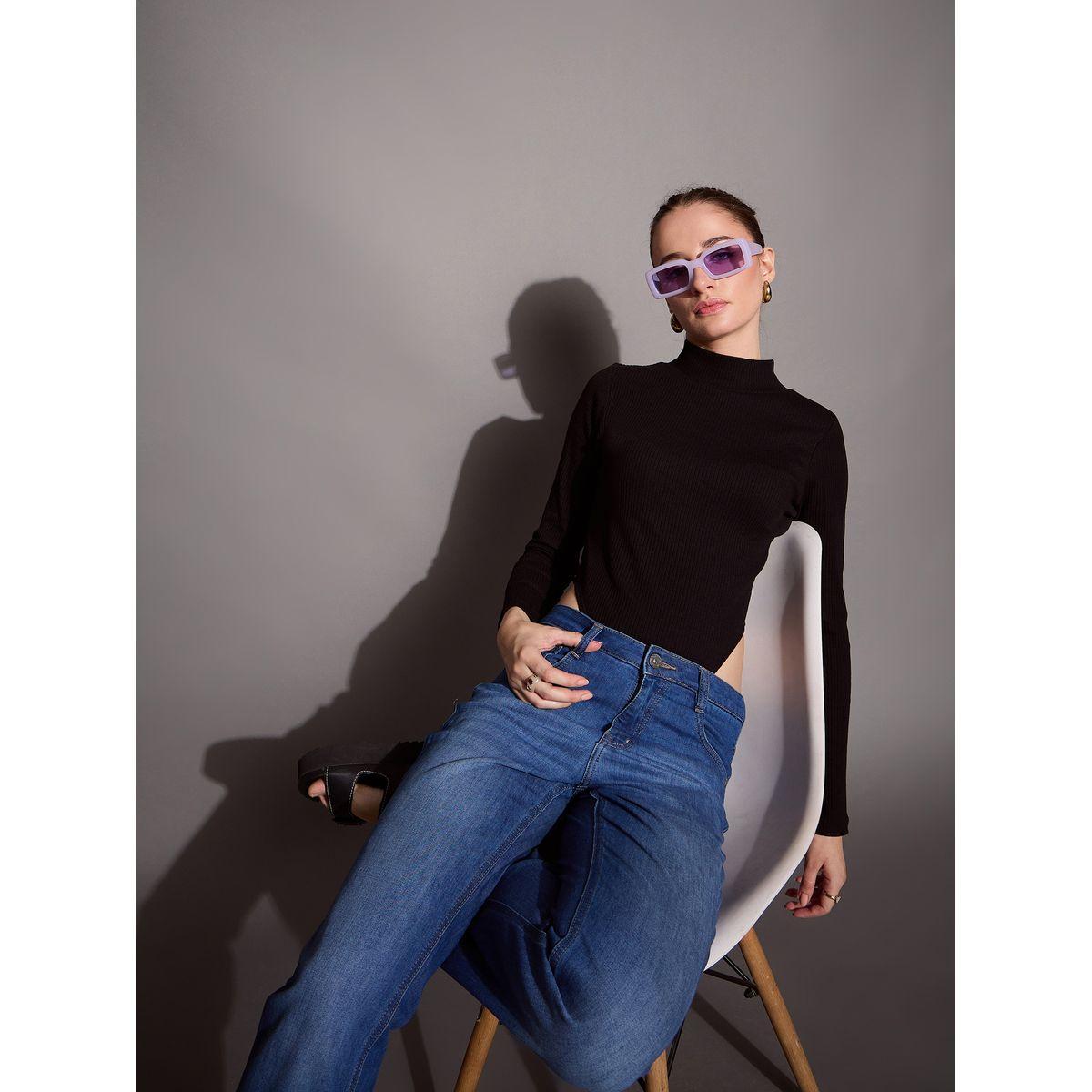 Sassafras X Styli  Ribbed High Neck Bodysuit-women-clothing-tshirts-image-2