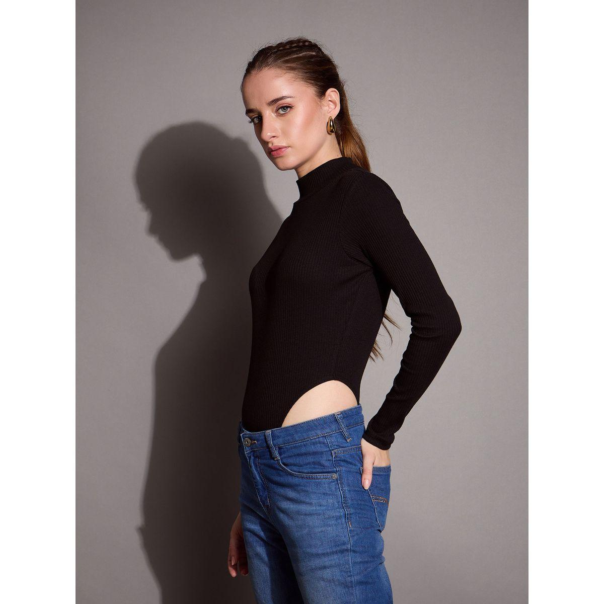 بودي سوت بتفاصيل مضلعة وياقة عالية ساسافراس × ستايلي-women-clothing-tshirts-image-3