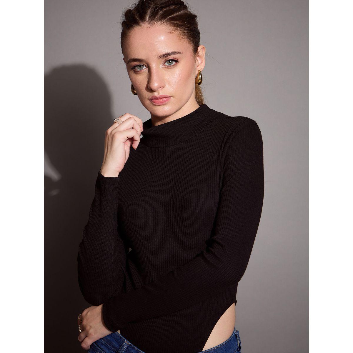 Sassafras X Styli  Ribbed High Neck Bodysuit-women-clothing-tshirts-image-4