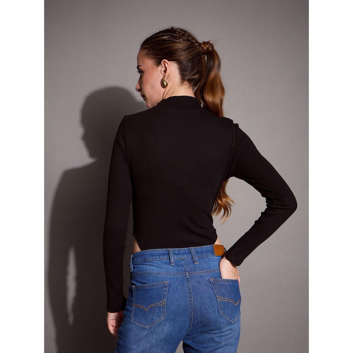 Sassafras X Styli  Ribbed High Neck Bodysuit-women-clothing-tshirts-image-6