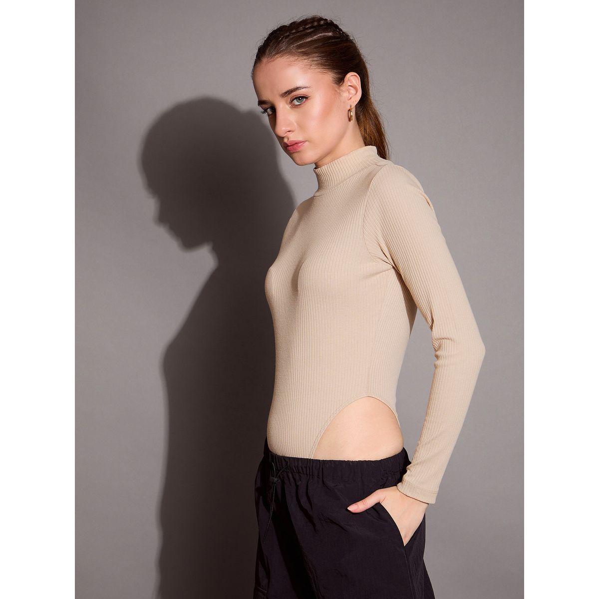 بودي سوت بتفاصيل مضلعة وياقة عالية ساسافراس × ستايلي-women-clothing-tshirts-image-3