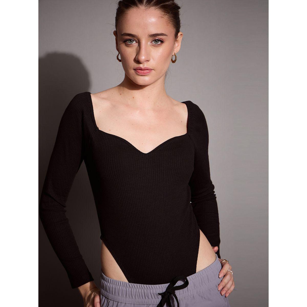بودي سوت مضلع بياقة على شكل قلب ساسافراس × ستايلي-women-clothing-shirtsandblouses-blouses-image-1