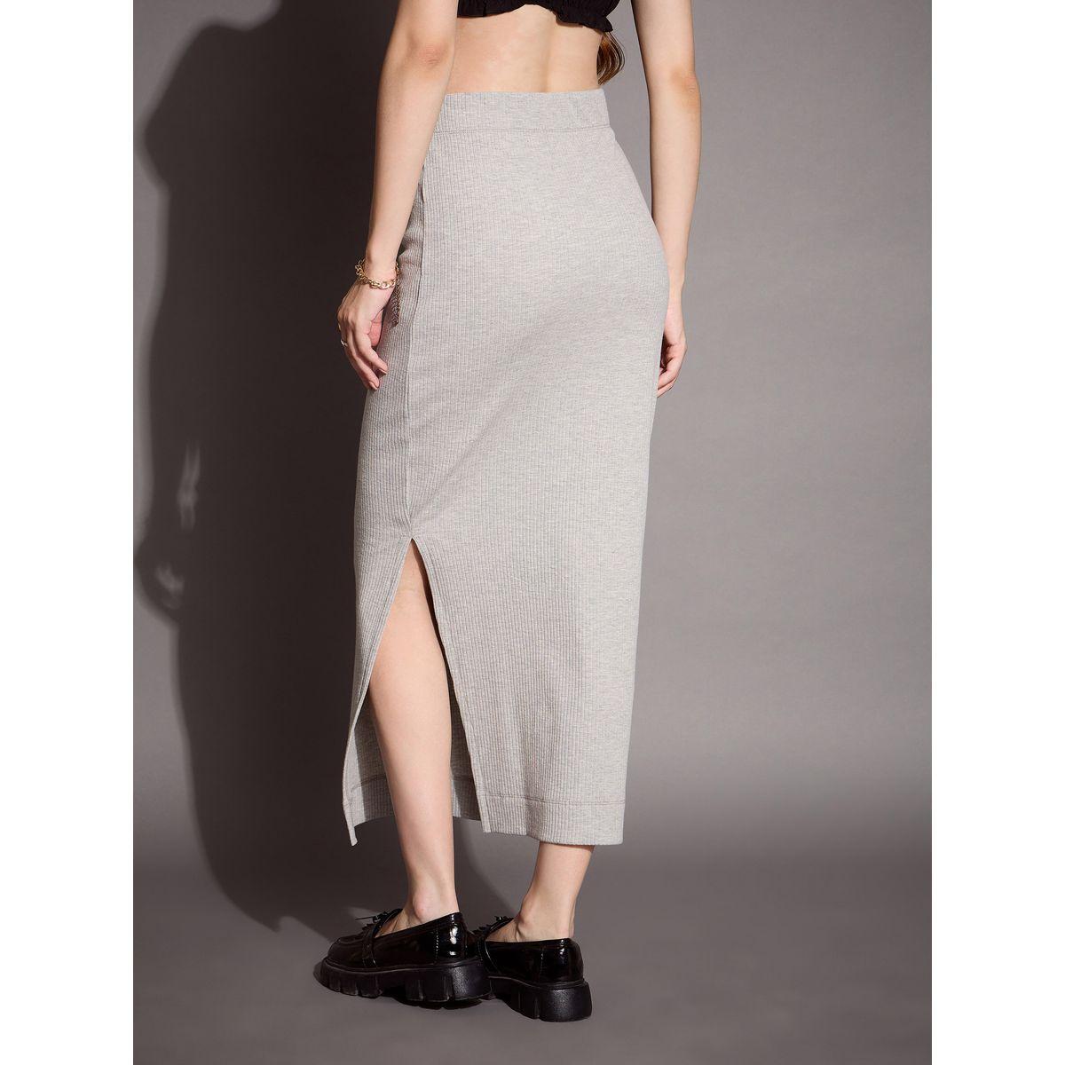 تنورة بتفاصيل مضلعة وشق جانبي ساسافراس × ستايلي-women-clothing-bottoms-skirts-image-5