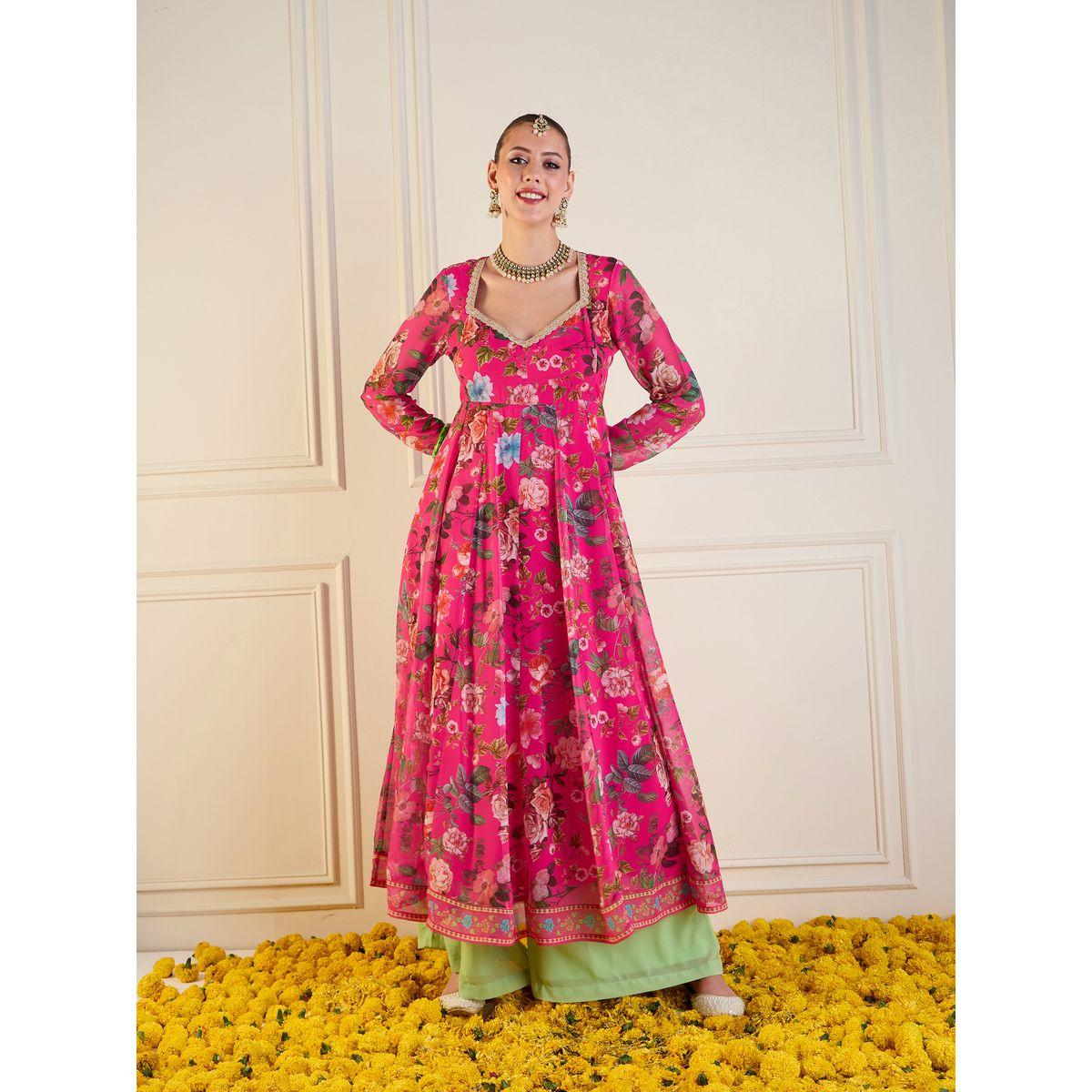 Sassafras X Styli   Floral Print Long Anarkali Kurta-women-clothing-ethnicwear-kurtas-image-6