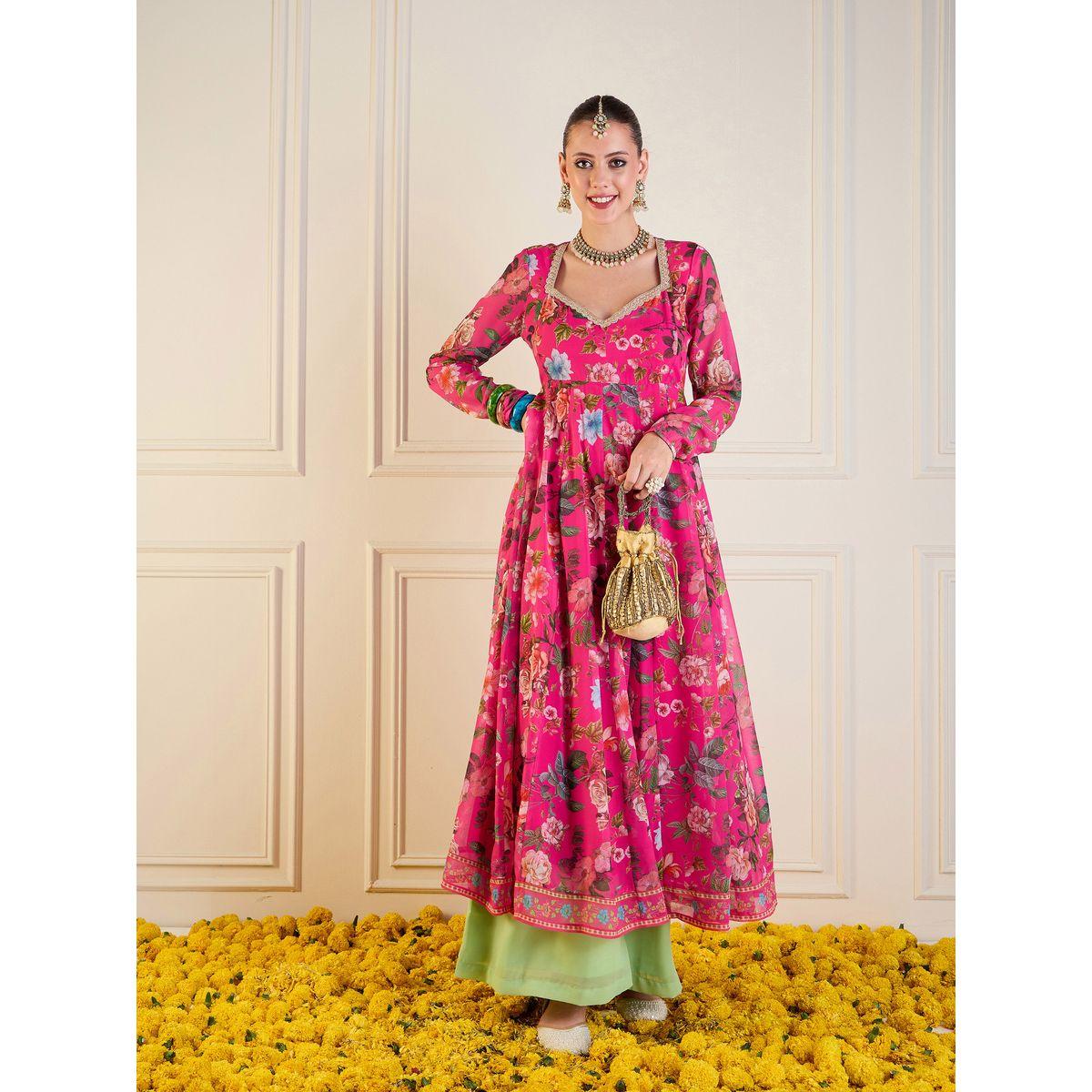 كورتا أناركالي طويلة بطبعة زهور ساسافراس × ستايلي-women-clothing-ethnicwear-kurtas-image-7
