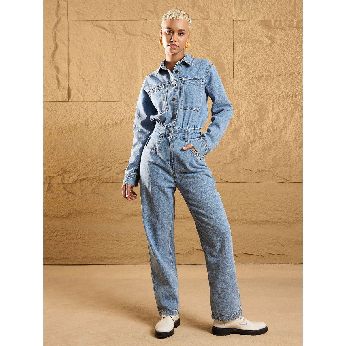 Sassafras X Styli  Button Front Detail Denim Jumpsuit-women-clothing-jumpsuits-image-1