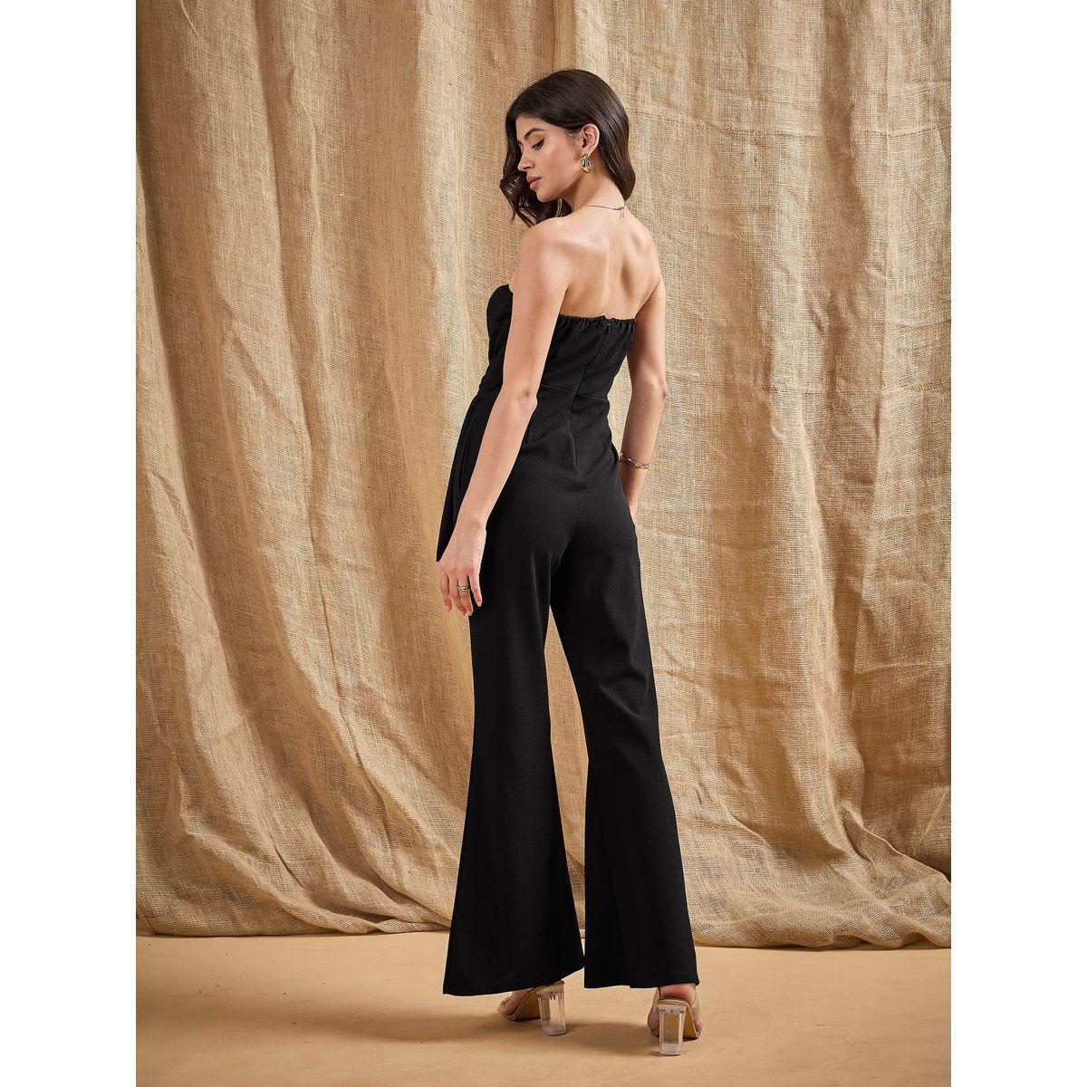 Sassafras X Styli  Bandeau Neck Belted Flared Jumpsuit-women-clothing-jumpsuits-image-5