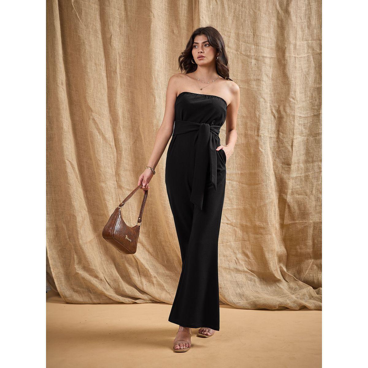 Sassafras X Styli  Bandeau Neck Belted Flared Jumpsuit-women-clothing-jumpsuits-image-6