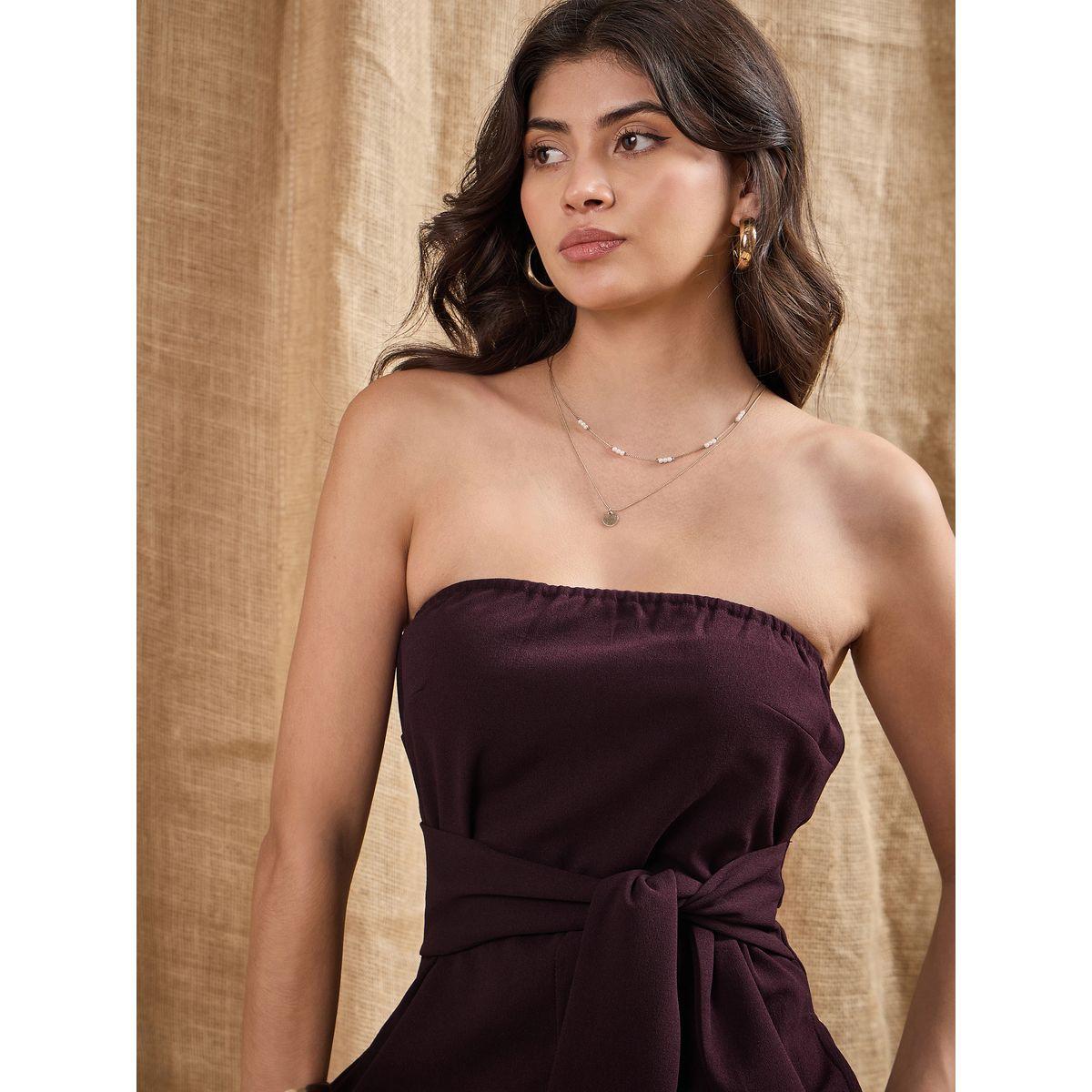 Sassafras X Styli  Bandeau Neck Belted Flared Jumpsuit-women-clothing-jumpsuits-image-4