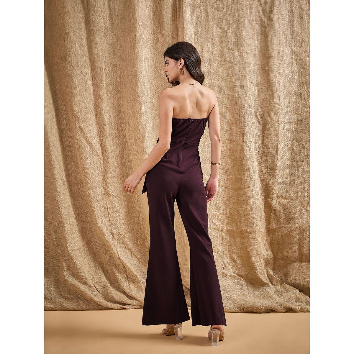 Sassafras X Styli  Bandeau Neck Belted Flared Jumpsuit-women-clothing-jumpsuits-image-5