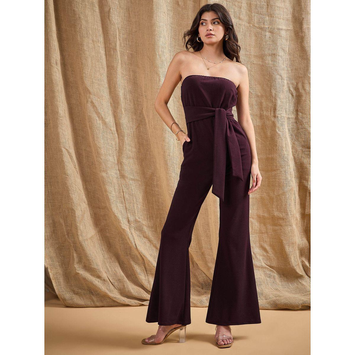 Sassafras X Styli  Bandeau Neck Belted Flared Jumpsuit-women-clothing-jumpsuits-image-6