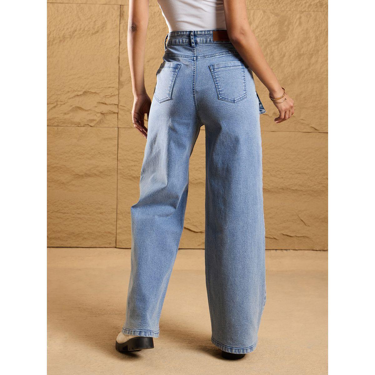 جينز بقصة مستقيمة وخصر عالي ساسافراس × ستايلي-women-clothing-bottoms-jeans-image-5