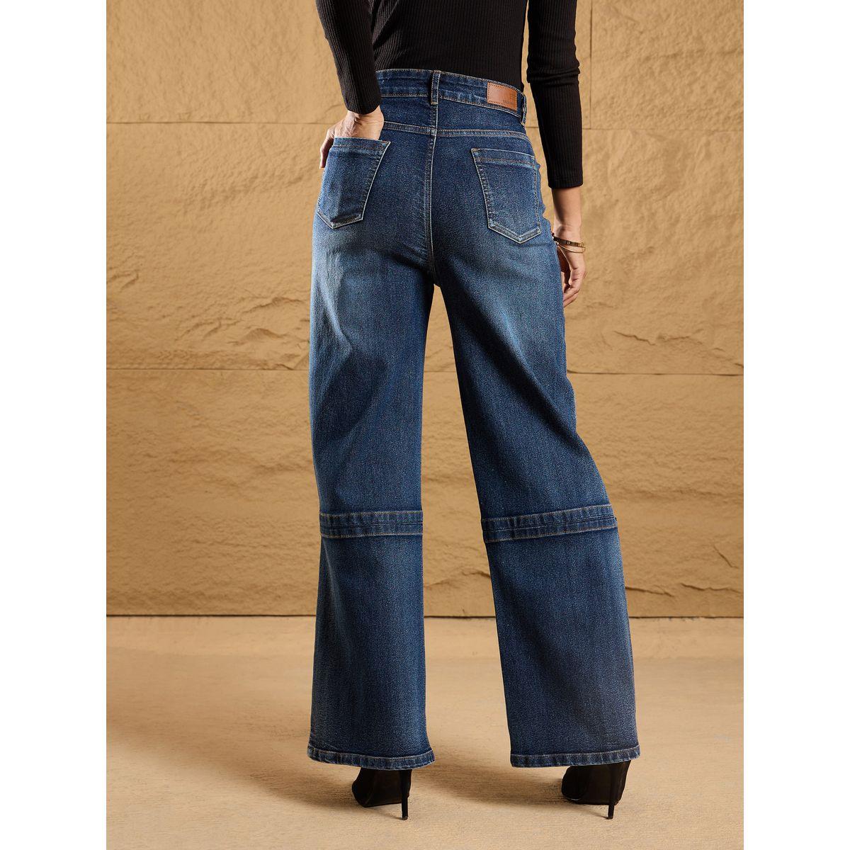 جينز بقصة مستقيمة وتفاصيل مشقوقة ساسافراس × ستايلي-women-clothing-bottoms-jeans-image-5