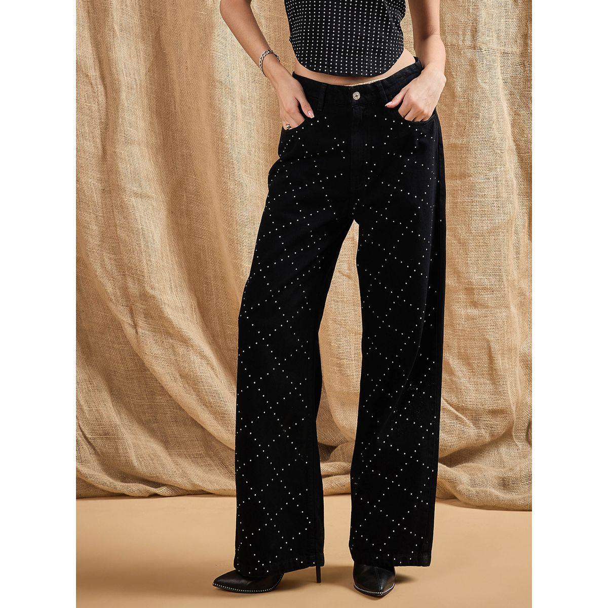 Sassafras X Styli  Mid Rise Stud Work Straight Fit Jeans-women-clothing-bottoms-jeans-image-1