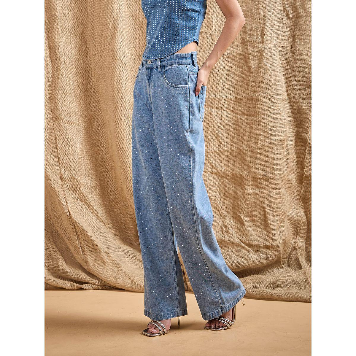 جينز بقصة مستقيمة وخصر متوسط ساسافراس × ستايلي-women-clothing-bottoms-jeans-image-3