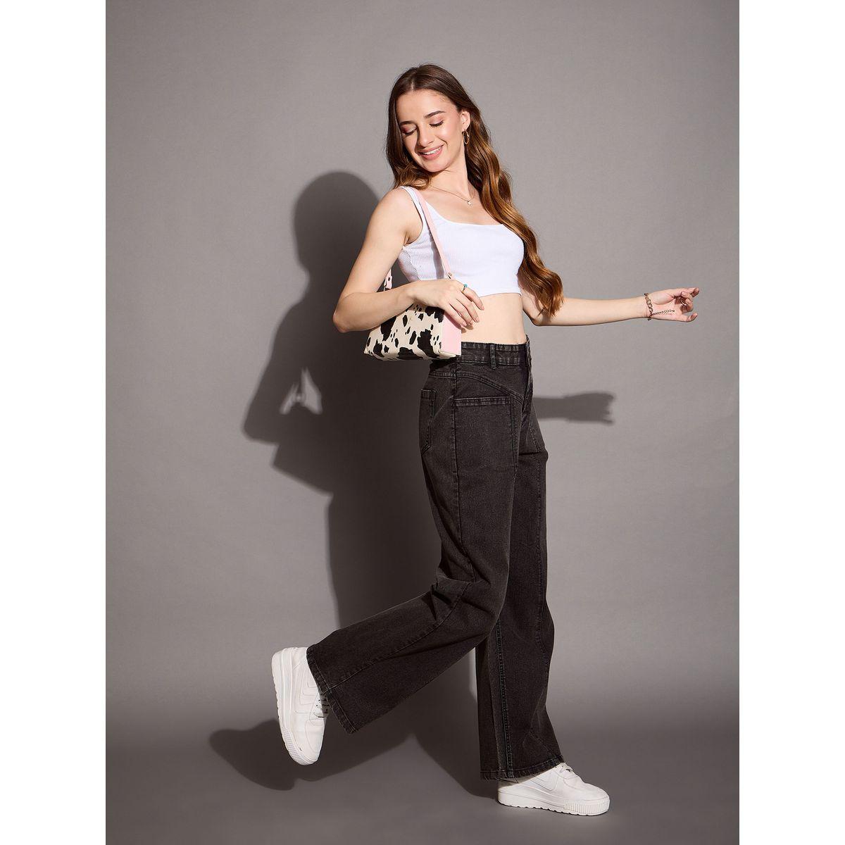 جينز بأرجل مستقيمة وخصر عالي ساسافراس × ستايلي-women-clothing-bottoms-jeans-image-1