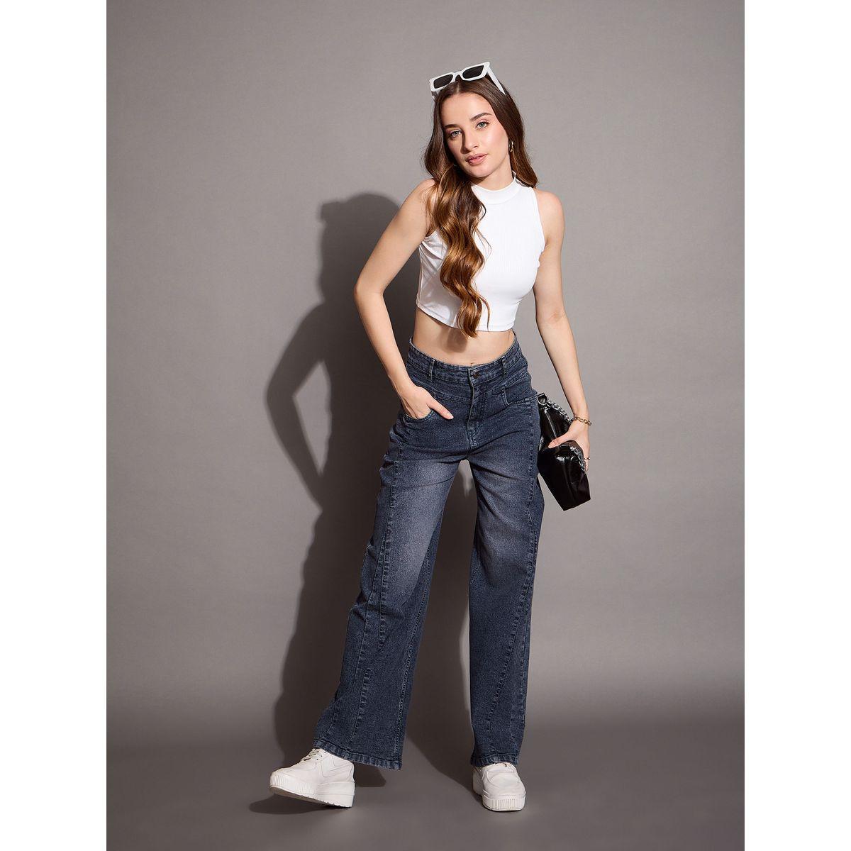Sassafras X Styli  High Rise Wash Front Seam Straight Fit Jeans-women-clothing-bottoms-jeans-image-1