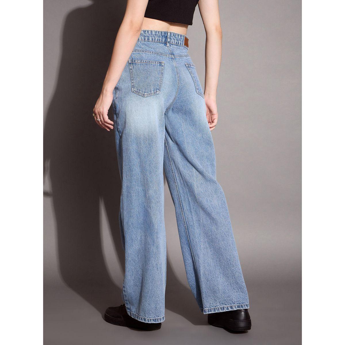 جينز بأرجل واسعة وخصر عالي ساسافراس × ستايلي-women-clothing-bottoms-jeans-image-5