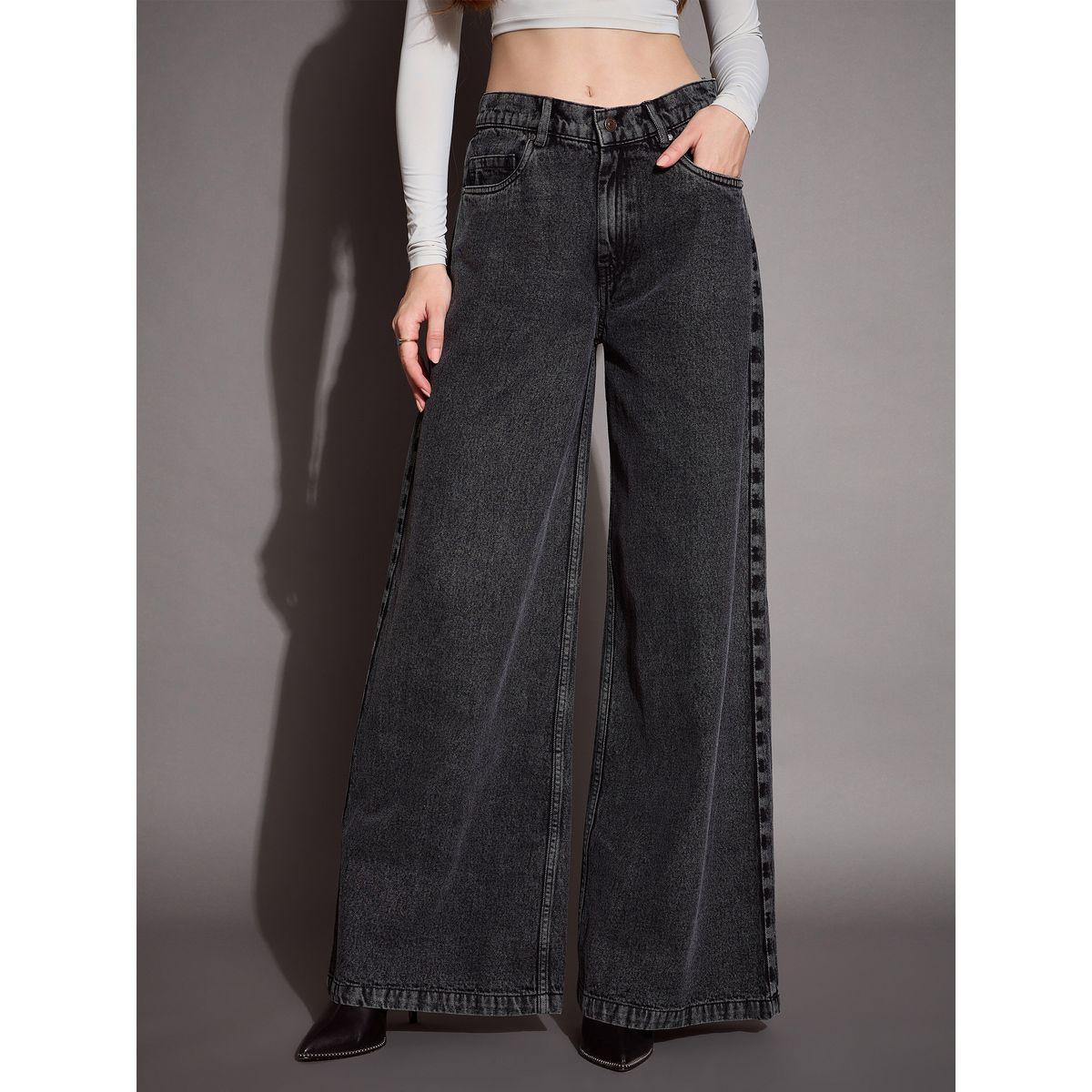 جينز بأرجل واسعة وخصر منخفض ساسافراس × ستايلي-women-clothing-bottoms-jeans-image-1