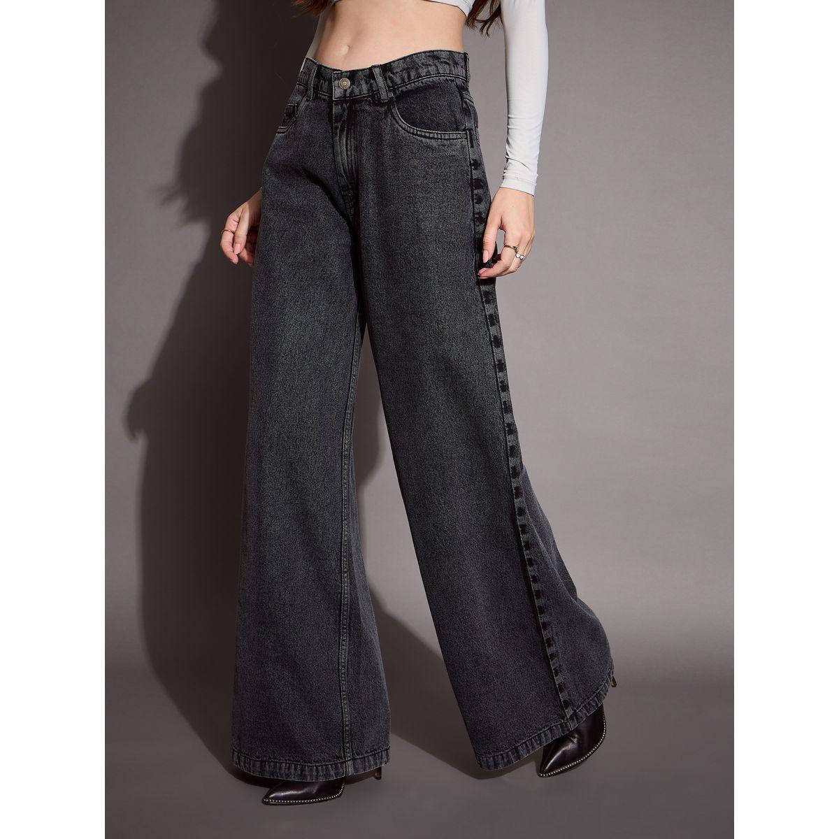 جينز بأرجل واسعة وخصر منخفض ساسافراس × ستايلي-women-clothing-bottoms-jeans-image-3