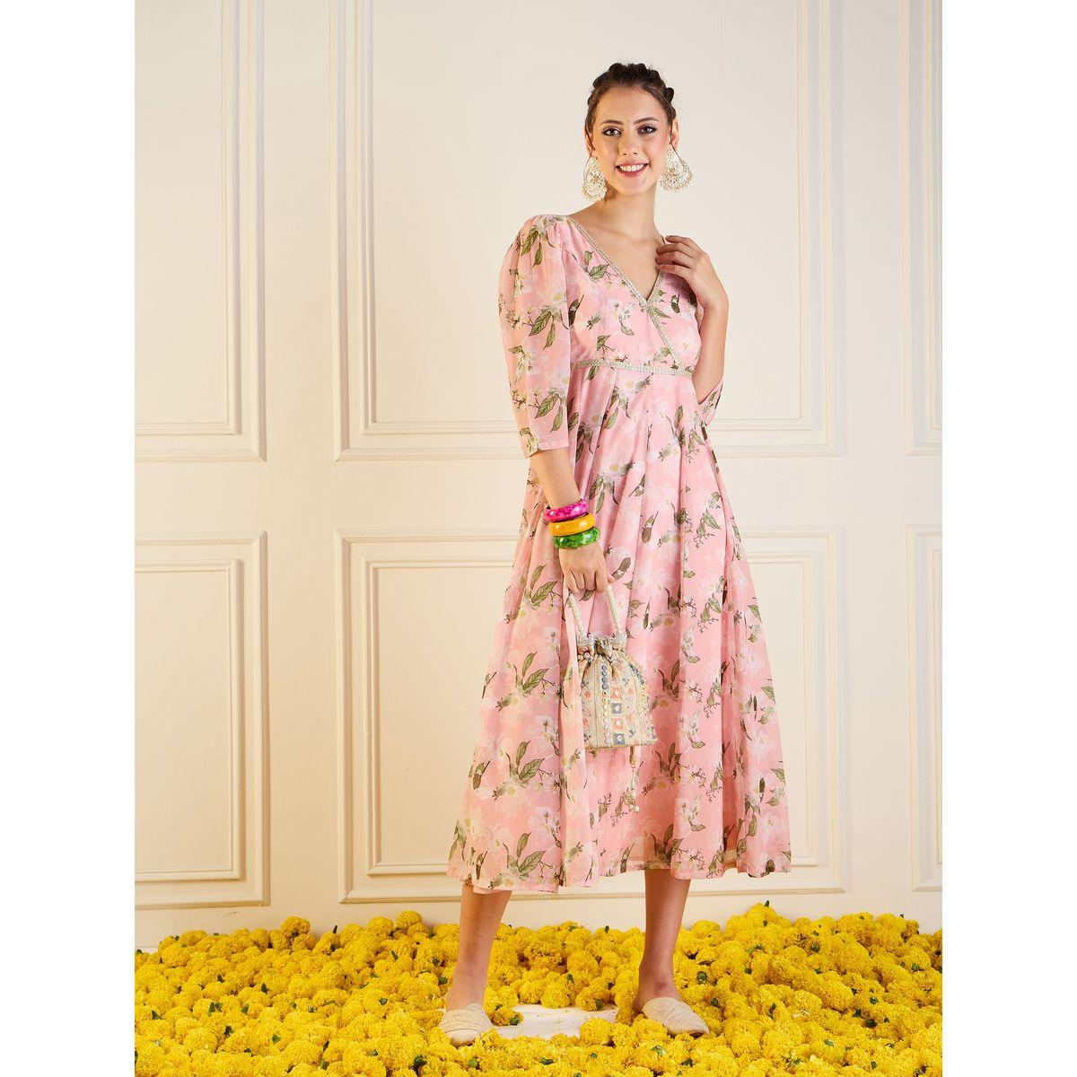 Sassafras X Styli   All Over Floral Print V Neck Anarkali Maxi Dress-women-clothing-ethnicwear-dresses-image-1