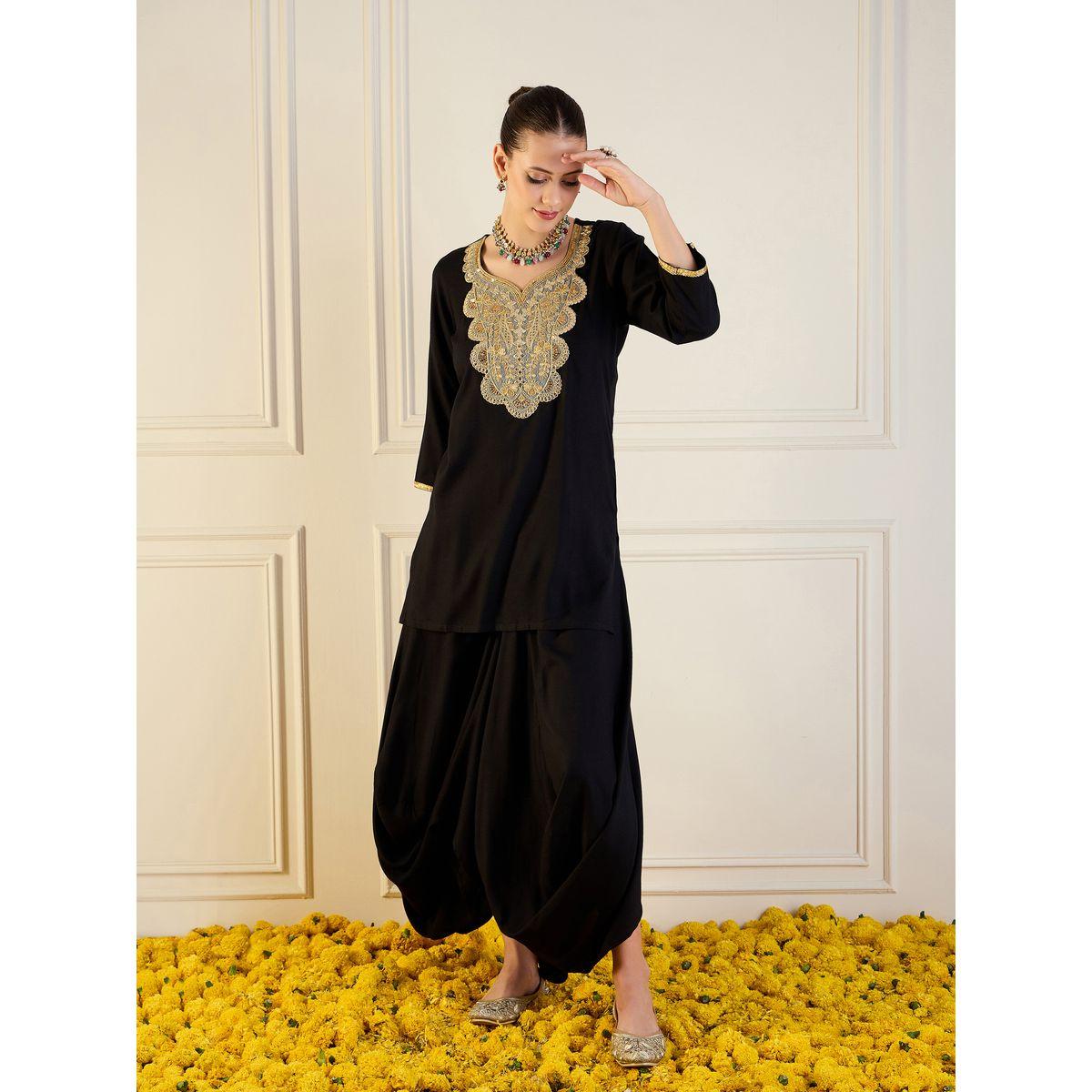 Sassafras X Styli   Embroidered Short Kurta With Maxi Skirt Co-Ords Set-women-clothing-ethnicwear-salwarsuits-image-7