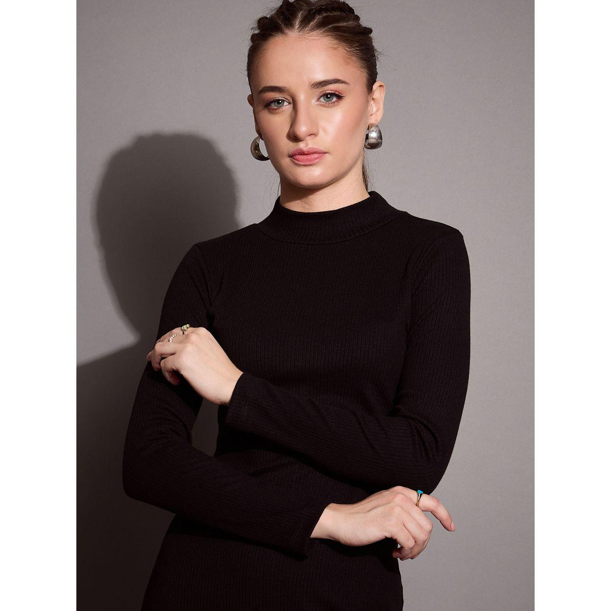 فستان ميدي ضيق بتفاصيل مضلعة وشق ساسافراس × ستايلي-women-clothing-dresses-image-4