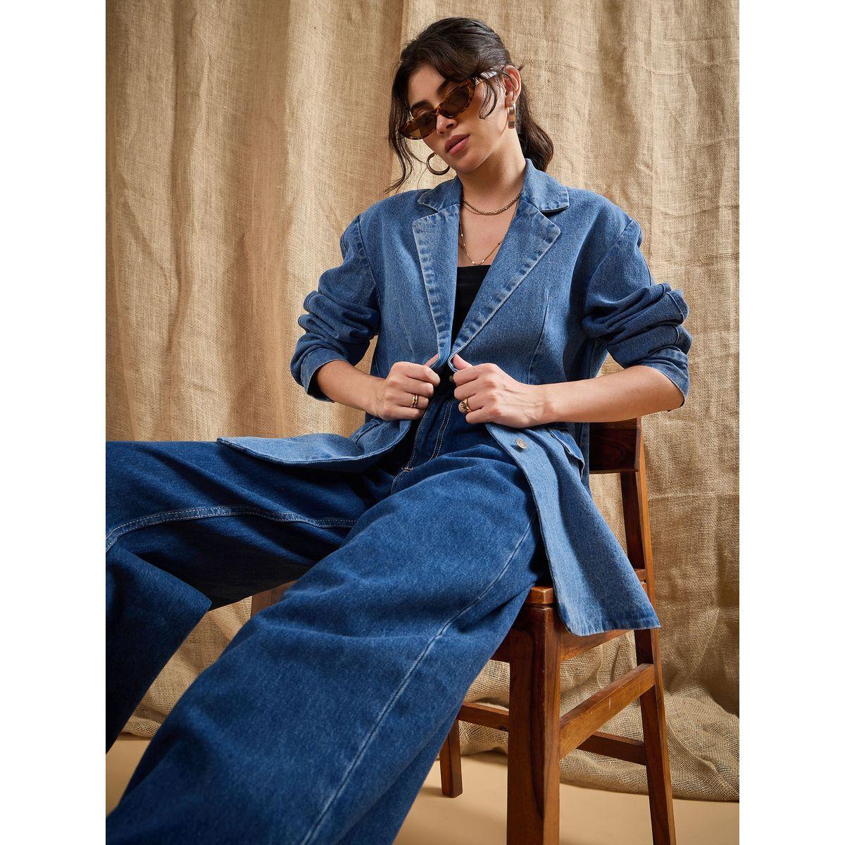 Sassafras X Styli  Longline Notch Lapel Oversized Denim Blazer-women-clothing-coatsandjackets-blazers-image-2