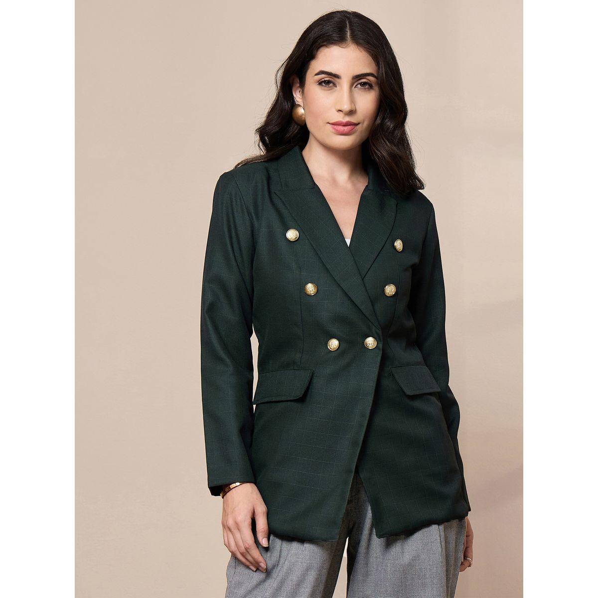 Sassafras X Styli  Regular Fit Check Pattern Double Breasted Blazer-women-clothing-coatsandjackets-blazers-image-1