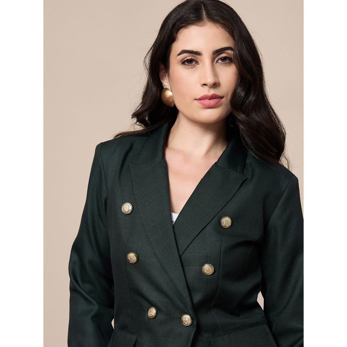 Sassafras X Styli  Regular Fit Check Pattern Double Breasted Blazer-women-clothing-coatsandjackets-blazers-image-4