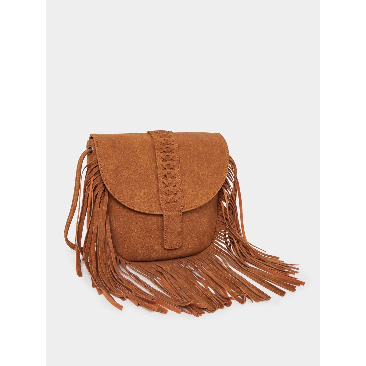 Suede Look Crossbody Bag with Fringes Detail-women-bagsandwallets-handbags-image-1