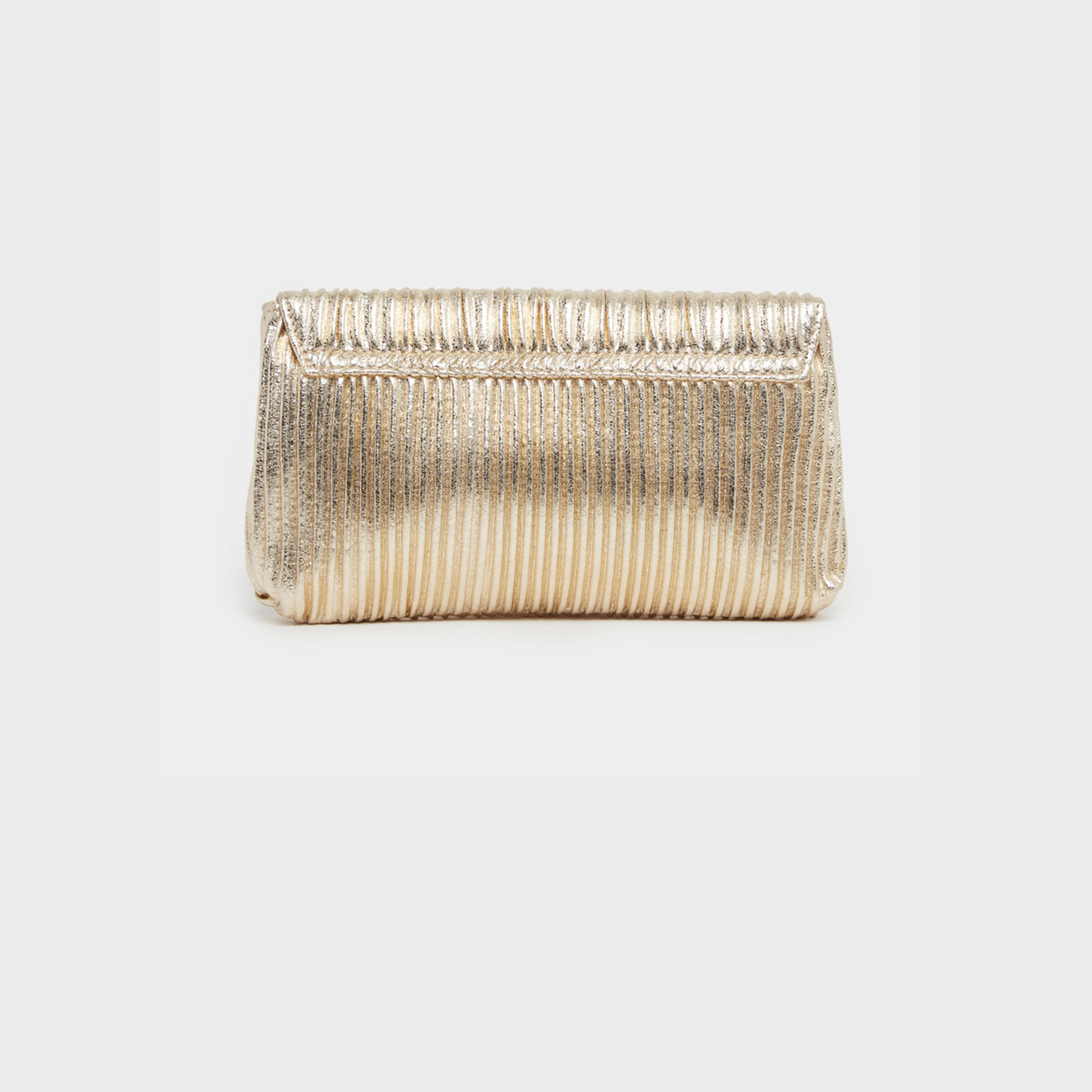 Styli Metallic Pleated Clutch Bag with Chain Strap-women-bagsandwallets-handbags-image-4