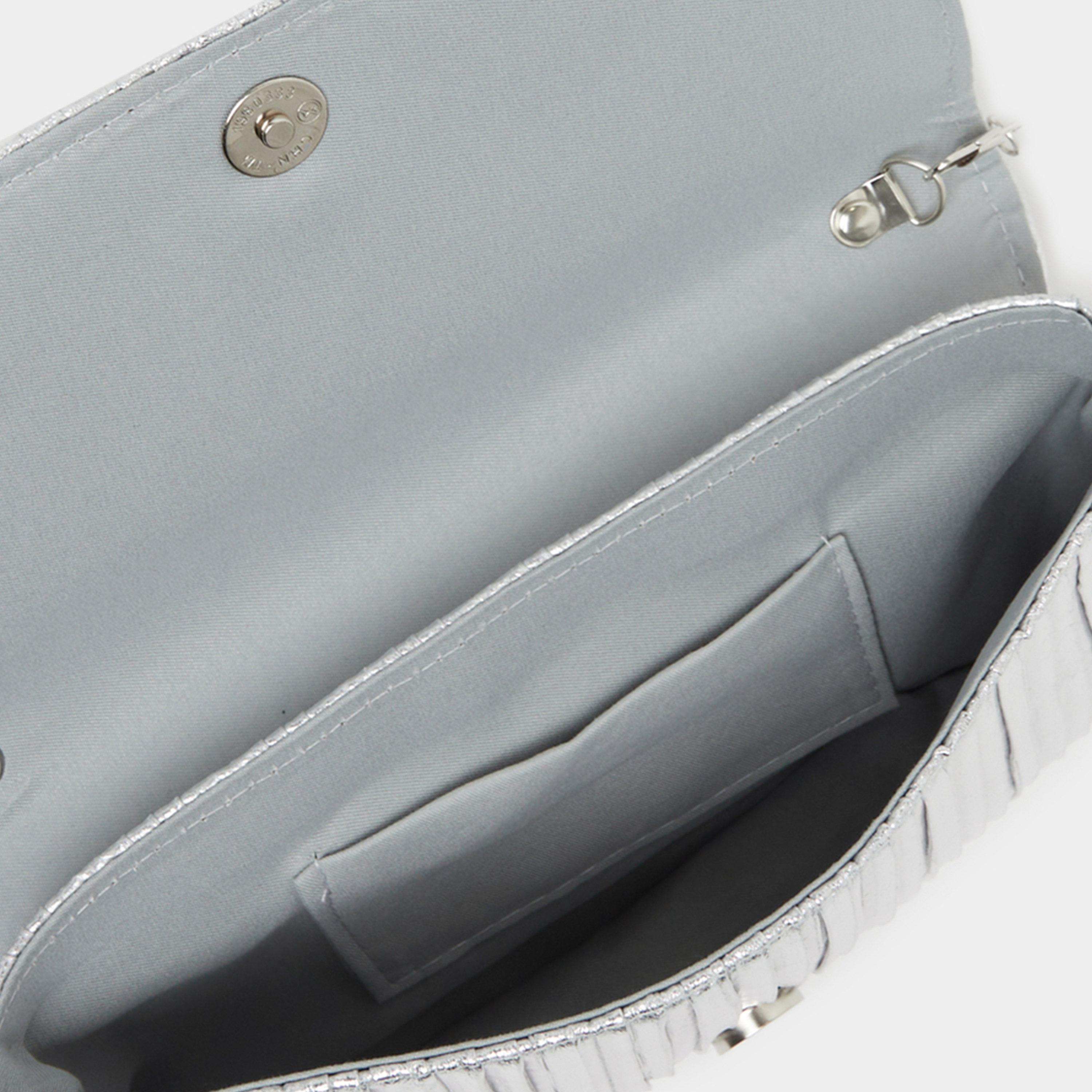 Styli Metallic Pleated Clutch Bag with Chain Strap-women-bagsandwallets-handbags-image-6