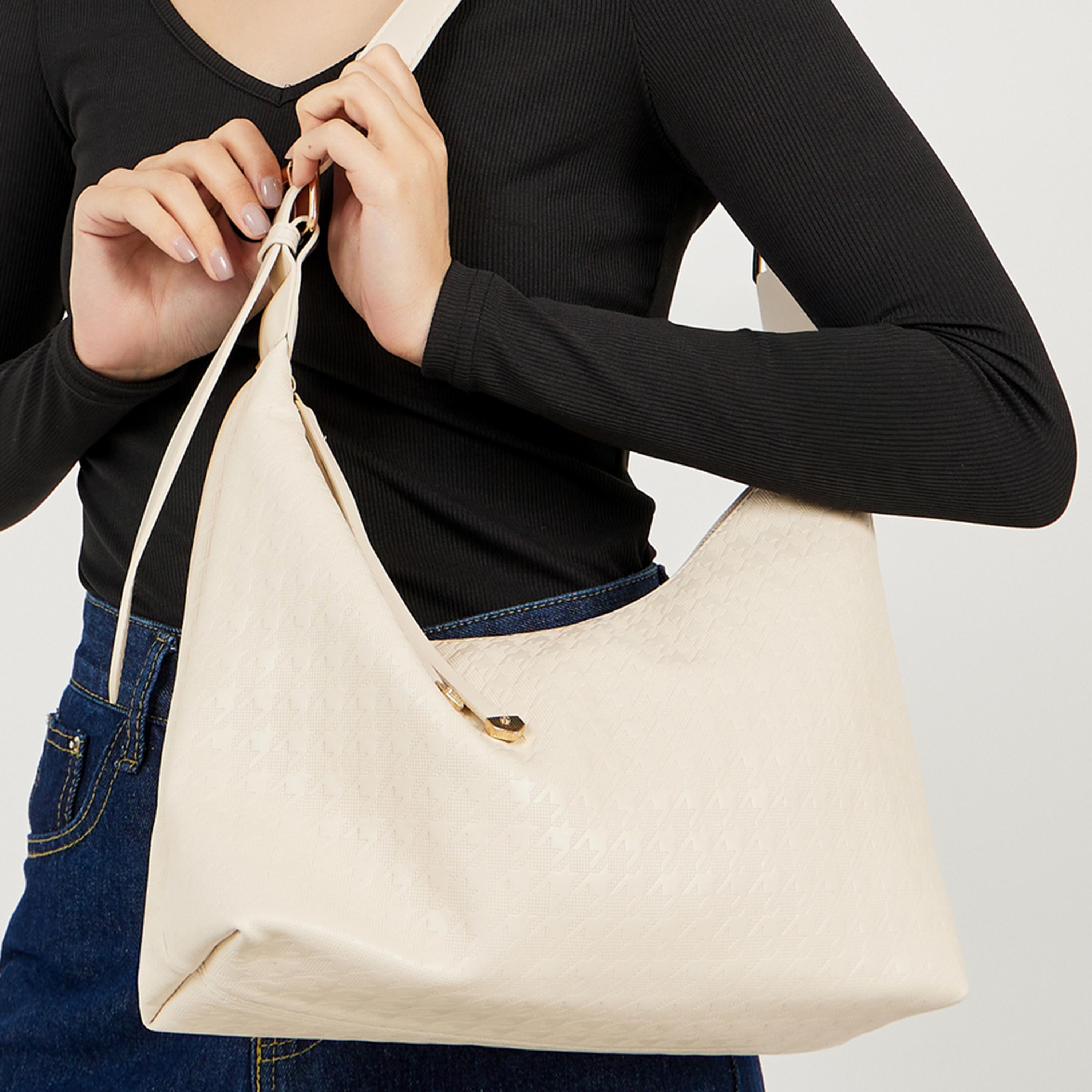 Styli Textured Tote Bag with Zip Closure-women-bagsandwallets-handbags-image-2