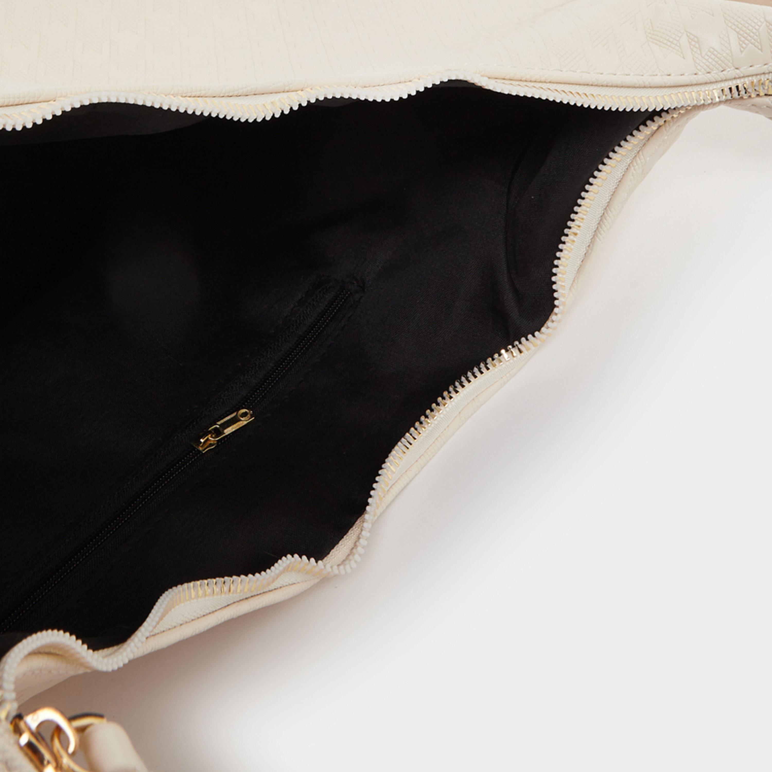 Styli Textured Tote Bag with Zip Closure-women-bagsandwallets-handbags-image-6