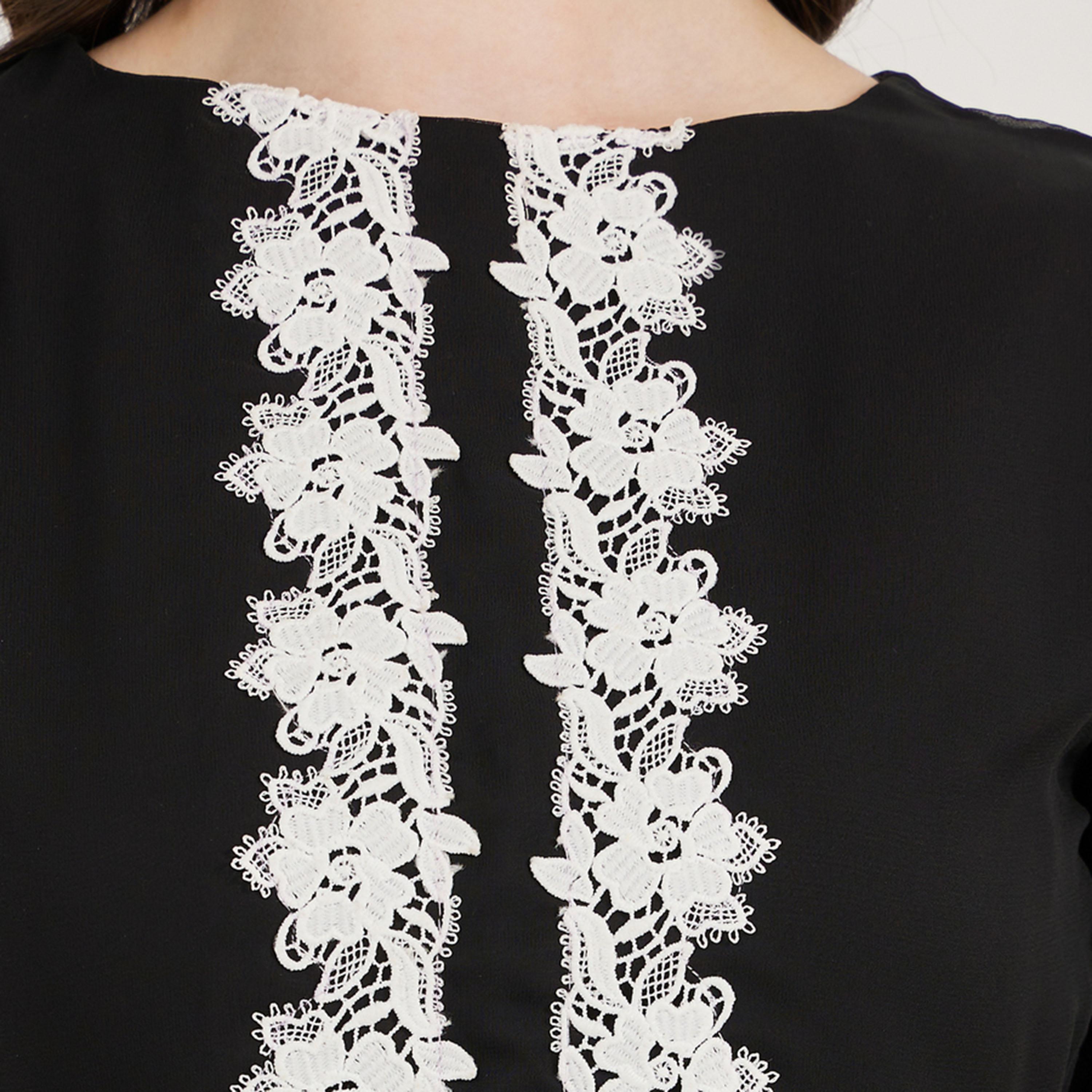 Maxim Creation X Styli  Flower Lace Insert Bell Sleeve Maxi Dress-women-arabicclothing-kaftan-image-3