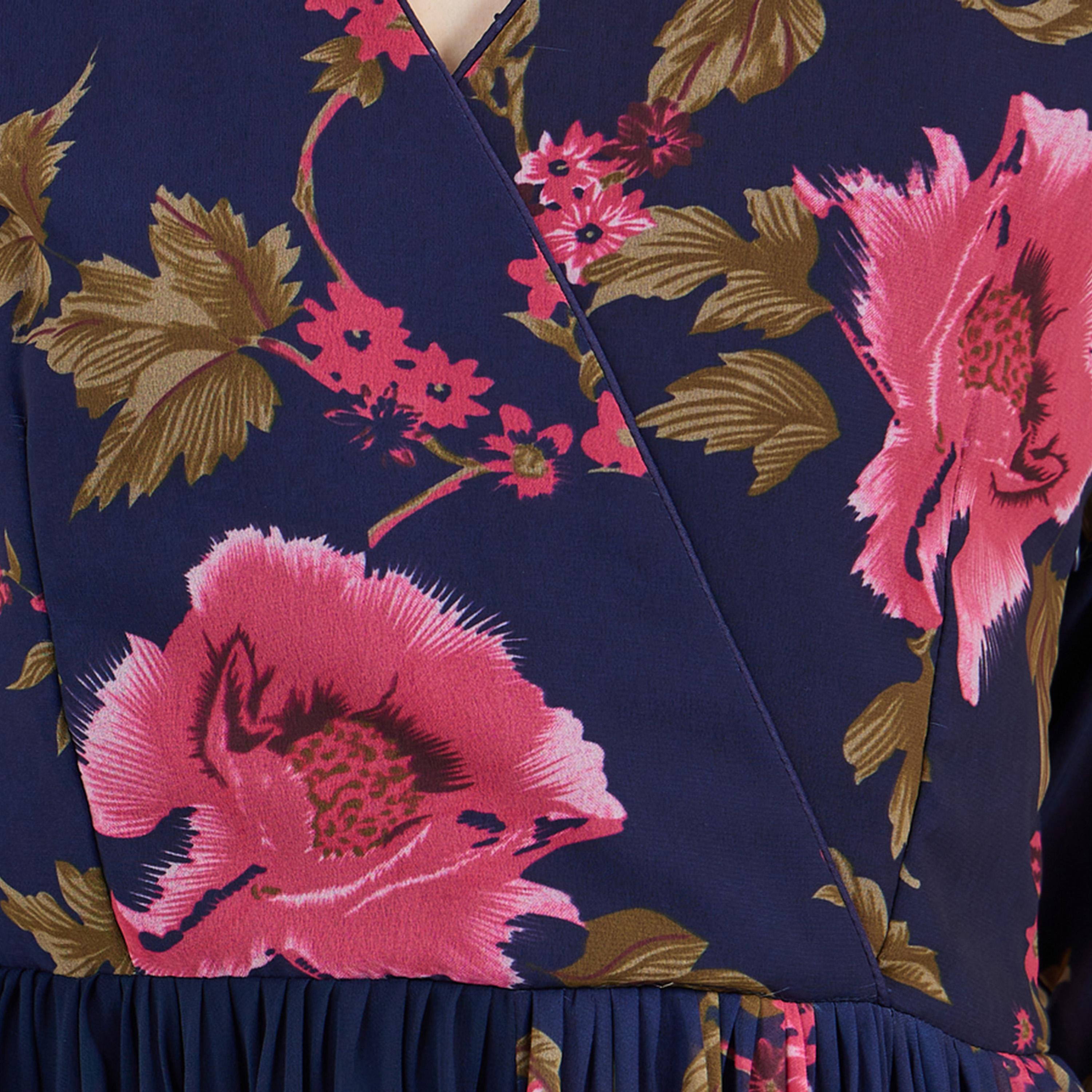 Maxim Creation X Styli  Floral Print Pleated Hem Drape Maxi Dress-women-arabicclothing-kaftan-image-3