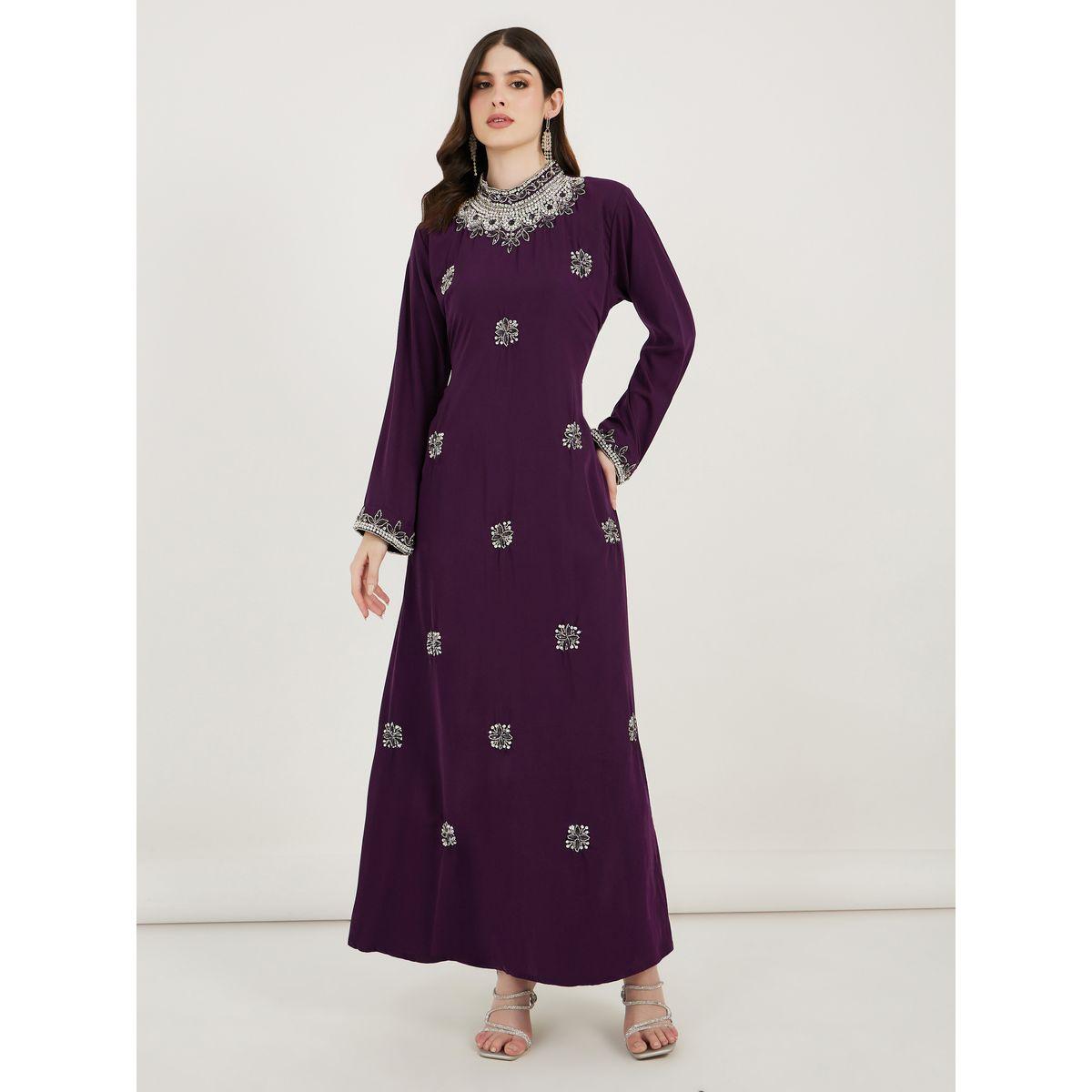 Maxim Creation X Styli  High Neck Embellished Kaftan-women-arabicclothing-kaftan-image-1