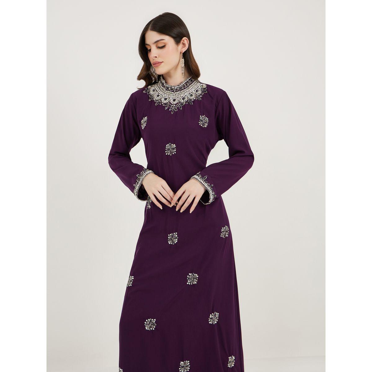 Maxim Creation X Styli  High Neck Embellished Kaftan-women-arabicclothing-kaftan-image-2