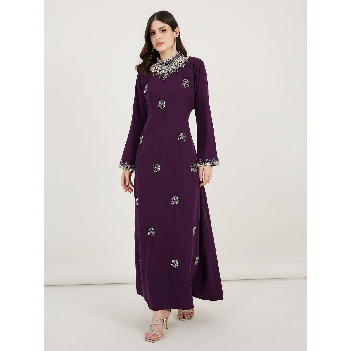 Maxim Creation X Styli  High Neck Embellished Kaftan-women-arabicclothing-kaftan-image-3