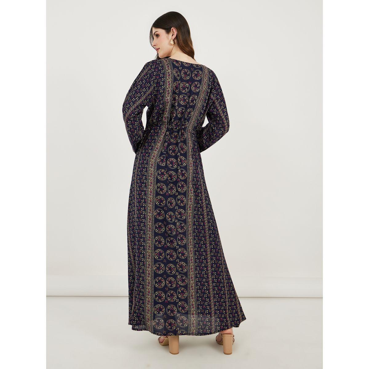 Maxim Creation All Over Print A-Line Kaftan with Zari Threadwork-women-arabicclothing-kaftan-image-6