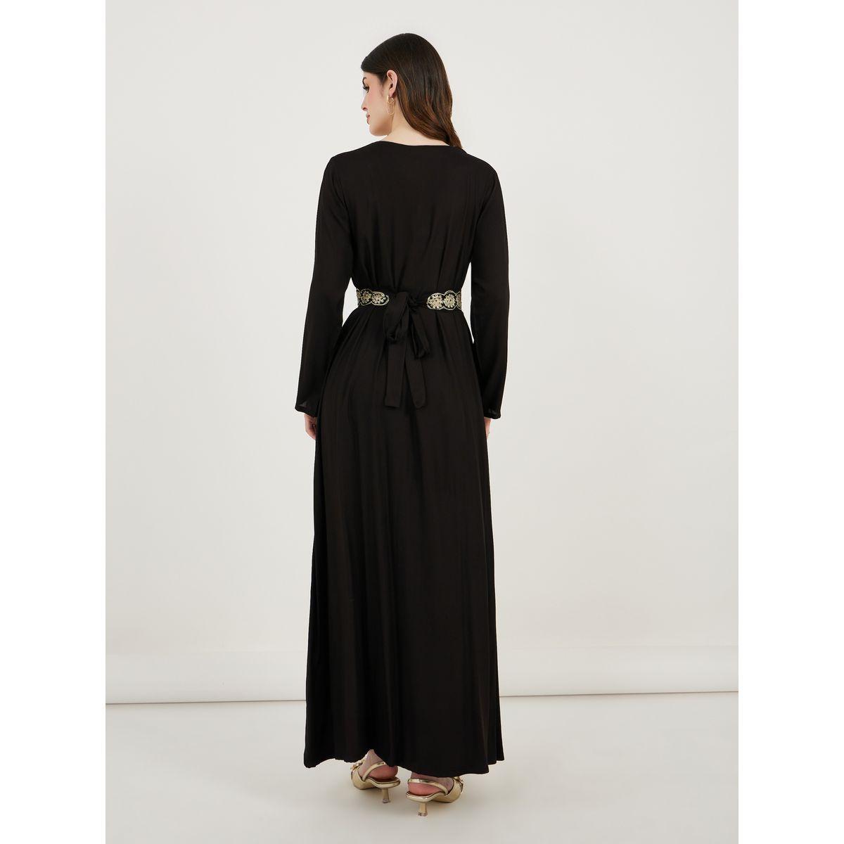 قفطان طويل بياقة سكوب وتفاصيل مُطرّزة ماكسيم كرييشن × ستايلي-women-arabicclothing-kaftan-image-6