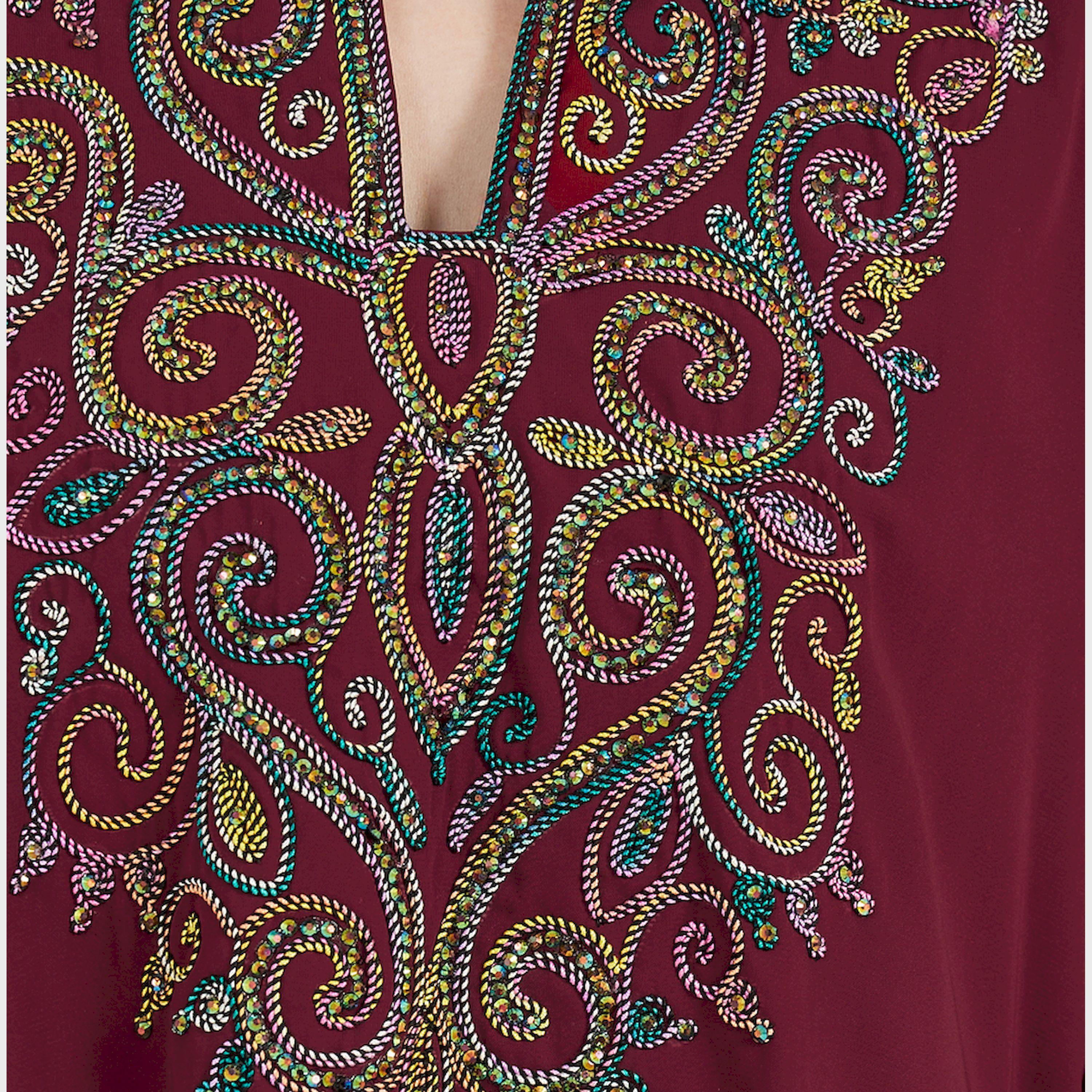 Maxim Creation X Styli Multi Dori Work Notch Neck Kaftan-women-arabicclothing-kaftan-image-5